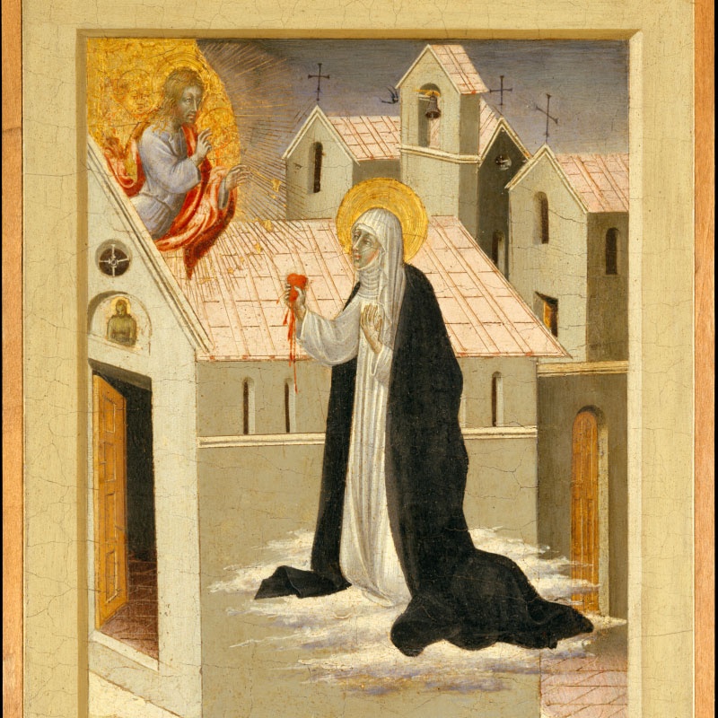 Image of Saint Catherine of Siena Dictating her Dialogues. Giavanni di Paolo, Detroit Museum of Art