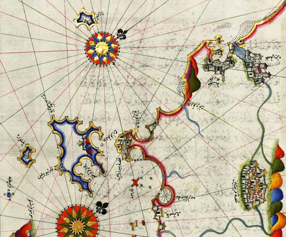 Piri Reis Map - detail of the western Italian coast