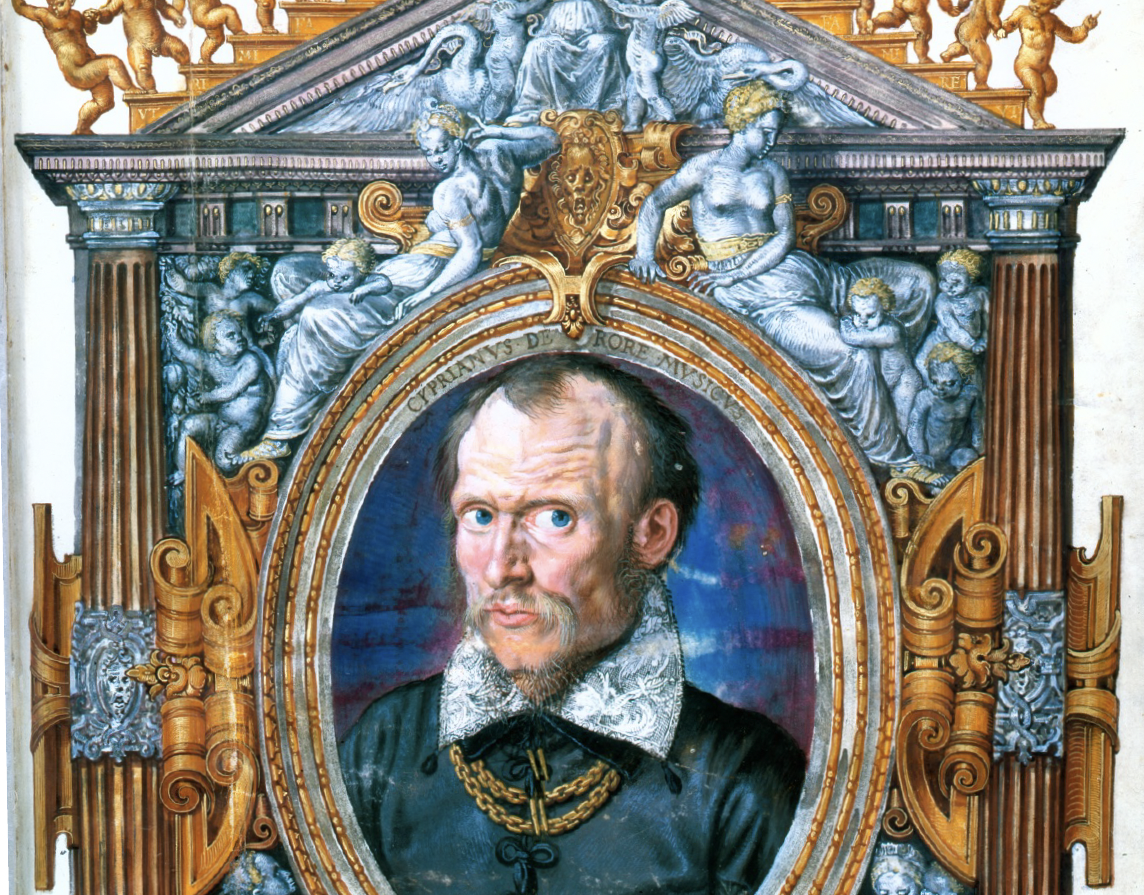 detail of miniature of Cypriaan De Rore by Müelich, Hans dd1559 Date