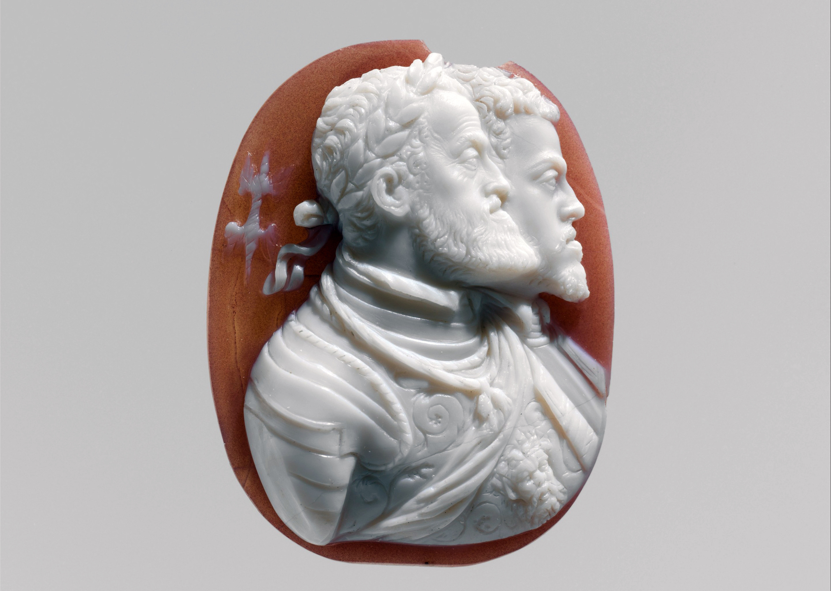 Leone Leoni, Charles V and Philip II, sardonyx cameo, c. 1550. The Metropolitan Museum of Art, New York.