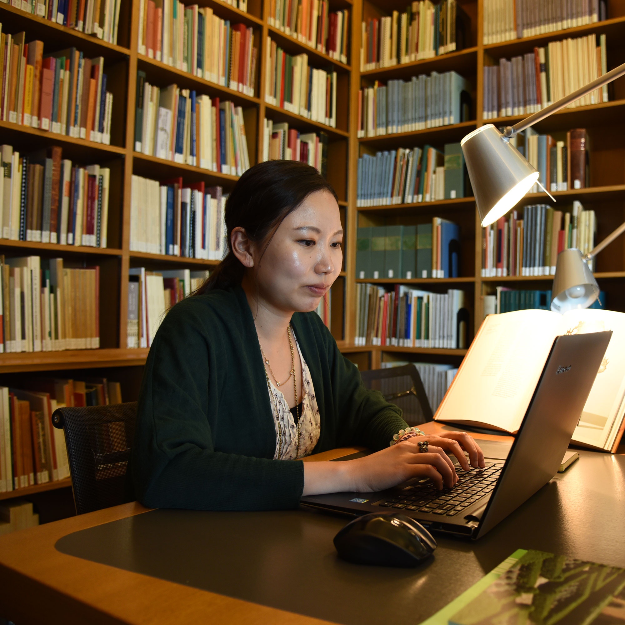 Intern at work in the library