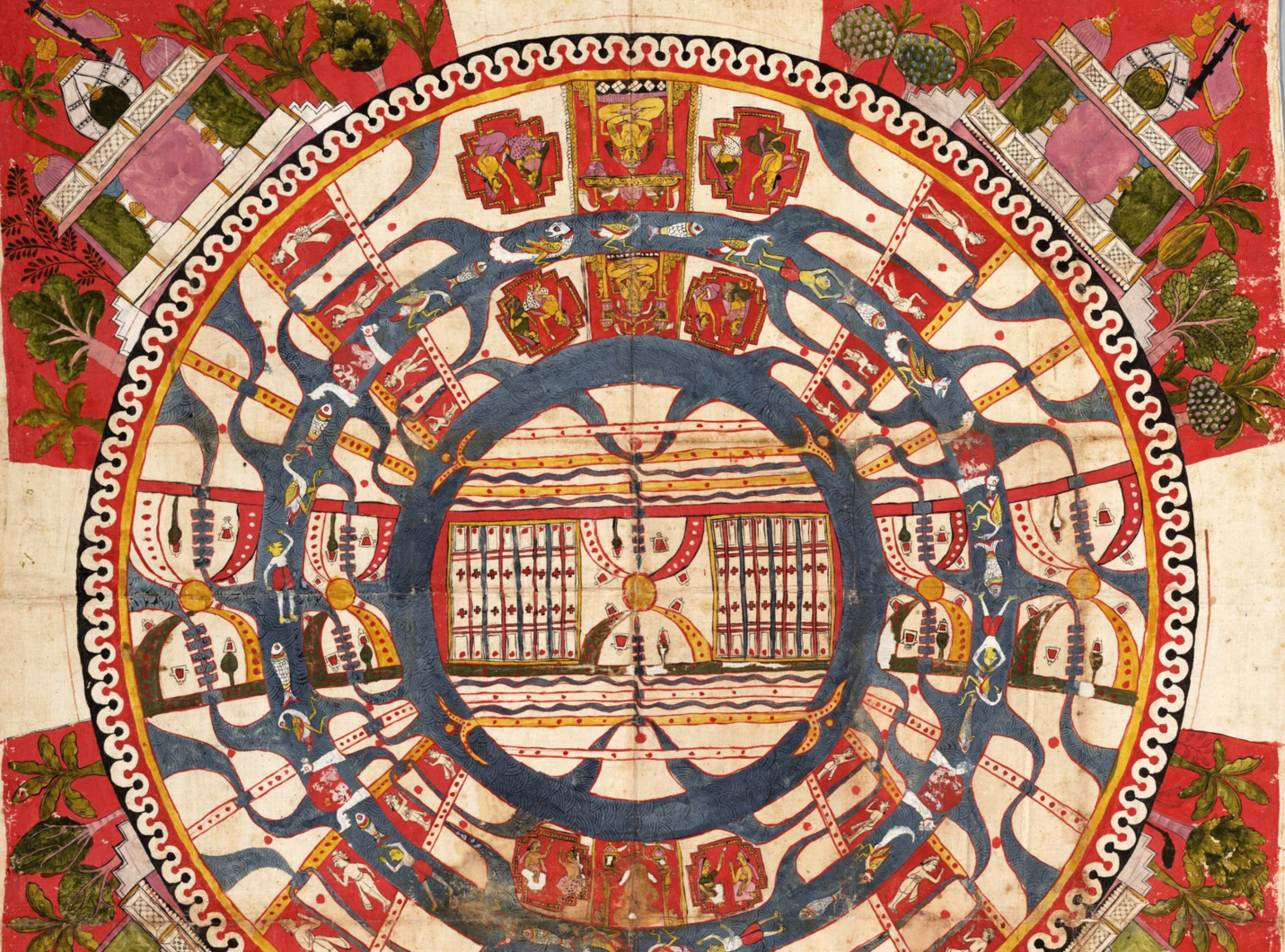 : Cosmological Diagram of the World of Mortals (Jambudvīpa), western India, 18th–19th century. David Rumsey Map Collection, Stanford University Libraries.