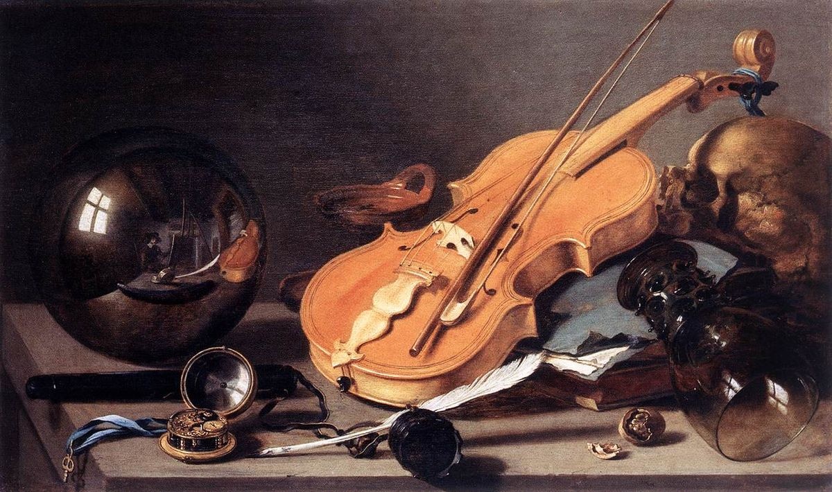 Pieter Claesz - vanitas with violin and glass ball