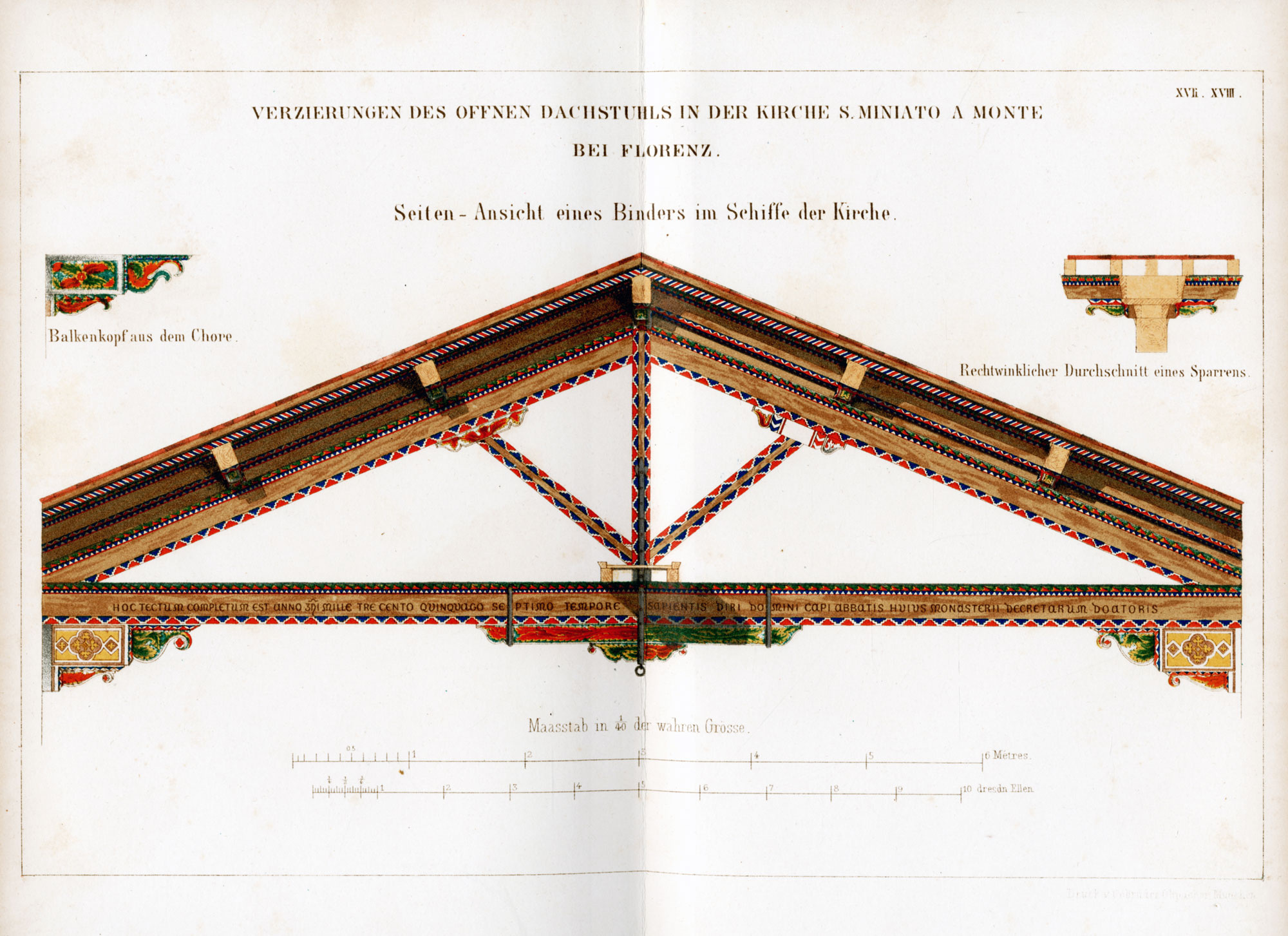 Gottfried Semper, Der Stil, vol. II, details of the roof of San Miniato al Monte, Florence, 1863