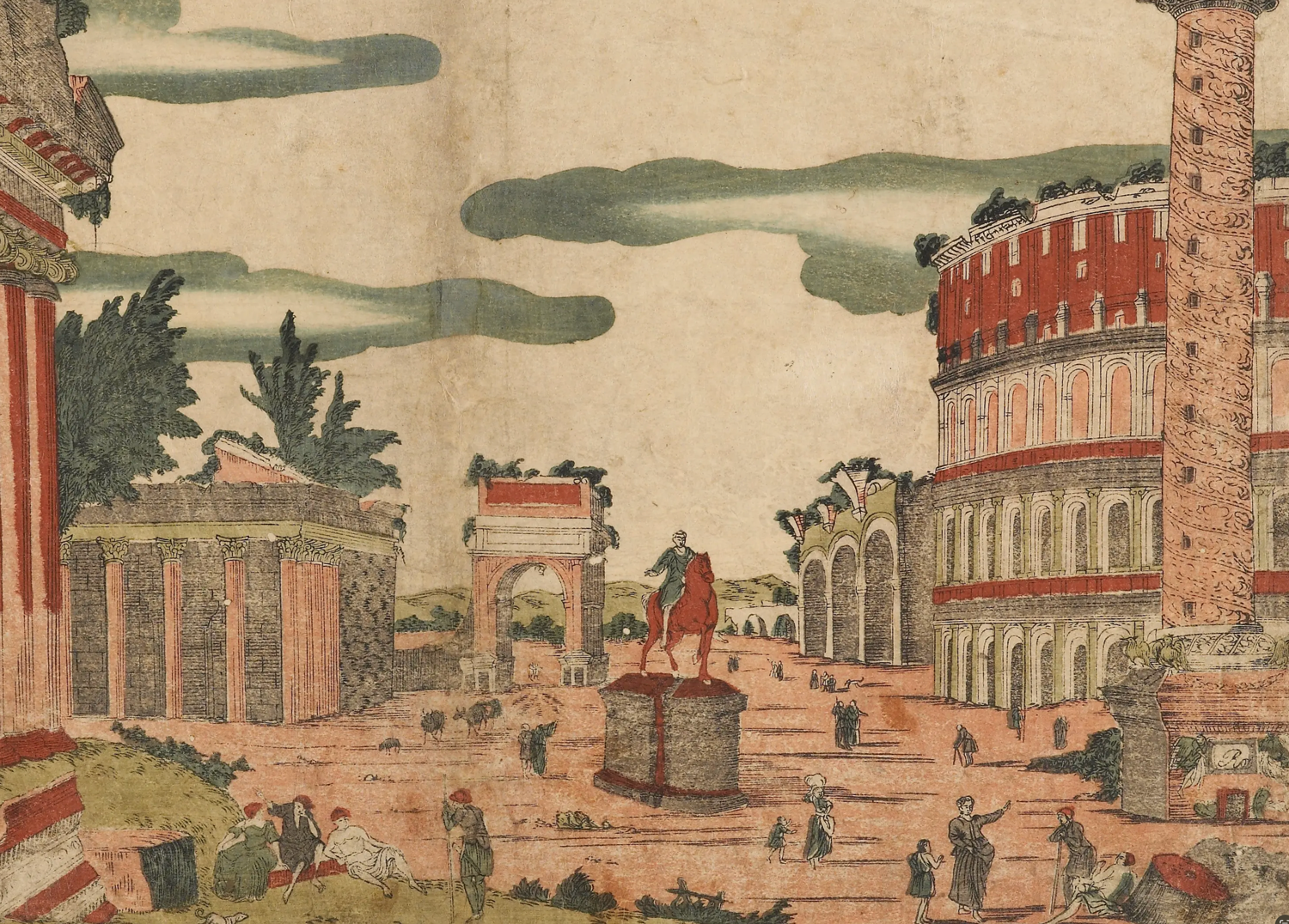 Katsushika Ōi (attributed), Imaginary View of Roman Ruins, early 19th century. Woodblock print. Publisher: Nishimuraya Yohachi (Eijudō), Edo (Tokyo).
