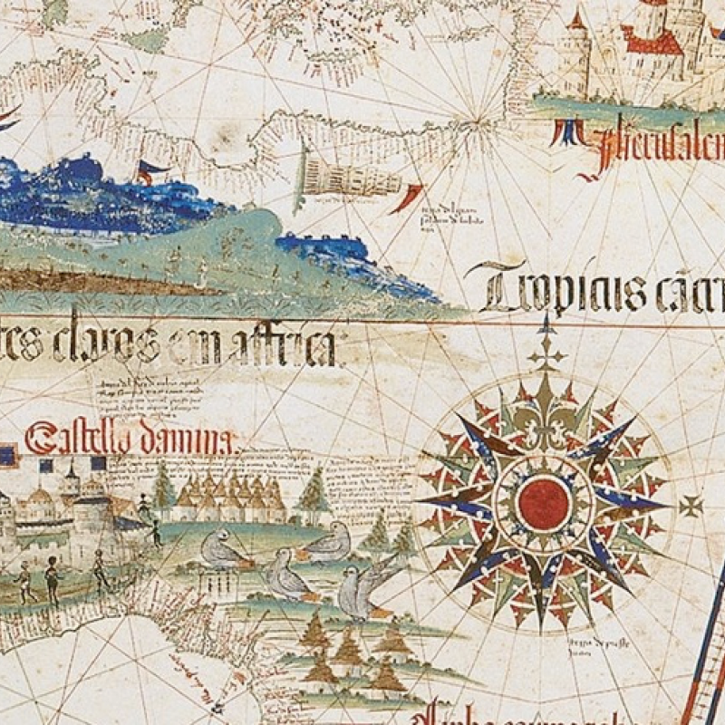Detail of the Cantino Planisphere (showing Portuguese sites in Africa)