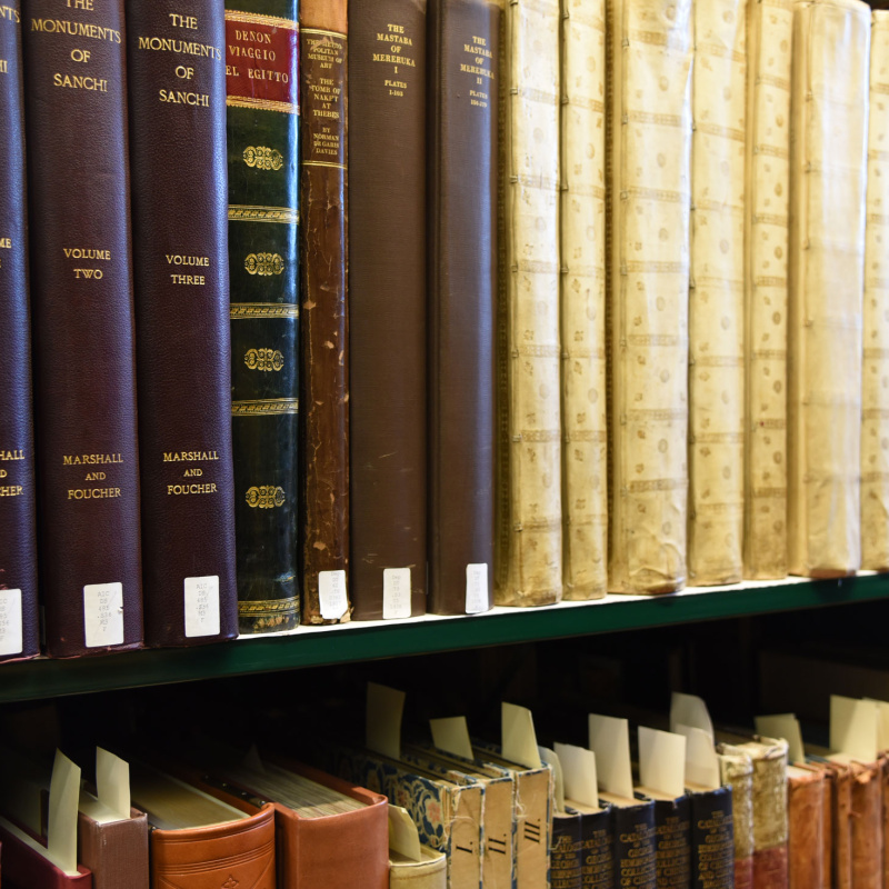 Detail of books in the Berenson library