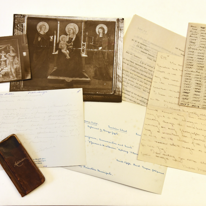 Image of some items from the Frederick Mason Perkins archive at I Tatti